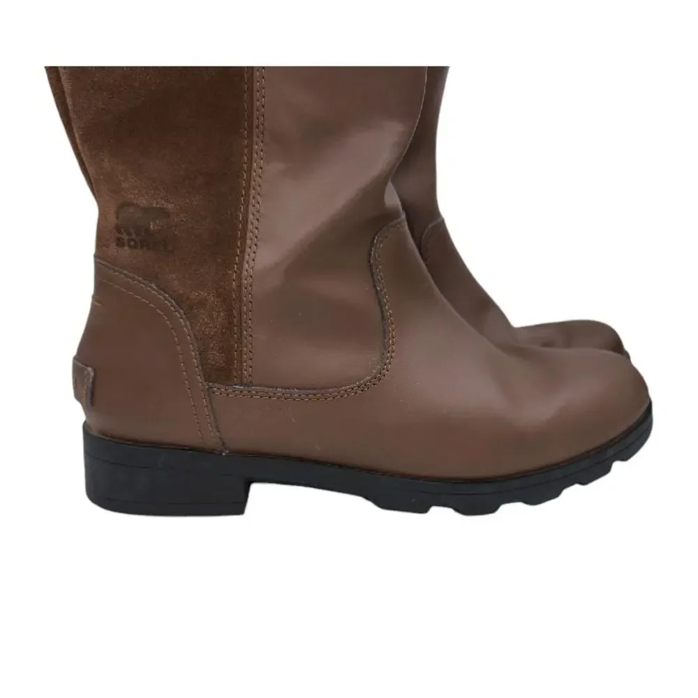Sorel Youth Emelie Leather Suede‎ Tall Boots Size 5 Brown